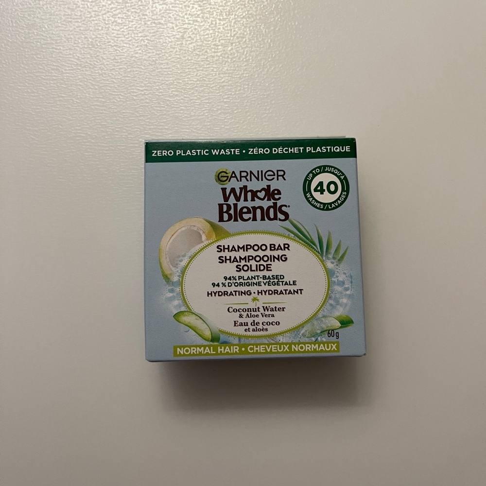 NEW Garnier Whole Blends Shampoo Bar Plant Based Normal Hair Coco Aloe